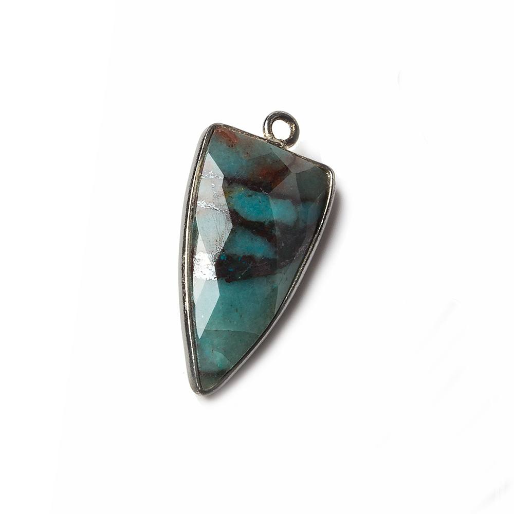21x11mm Black Gold Bezel Chrysocolla faceted point 1 focal bead