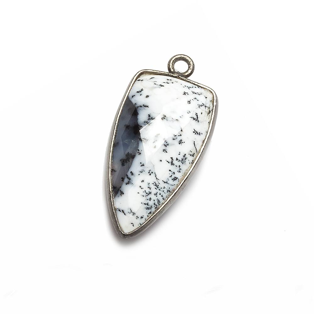 21x11mm Black Gold Bezel Dendritic Opal faceted point 1 focal bead
