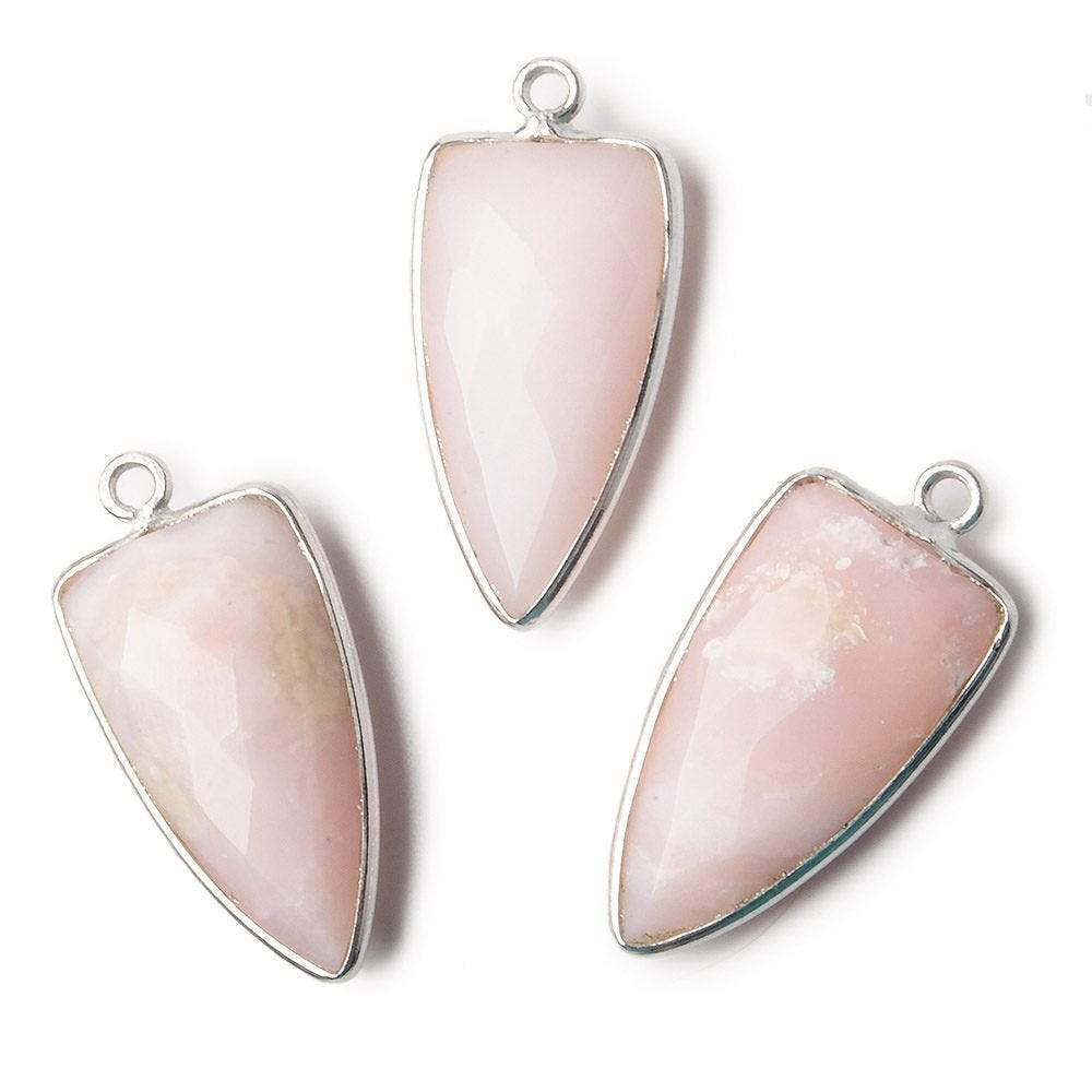 21x11mm Silver Bezel Pink Peruvian Opal faceted point 1 focal bead