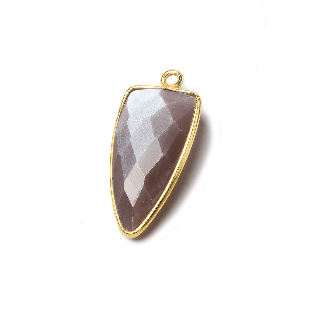 21x11mm Vermeil Bezel Chocolate Moonstone faceted point 1 focal bead