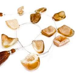 21x12-28x23mm Sandy Blonde Agate Drusy Freeform Beads 11 pieces