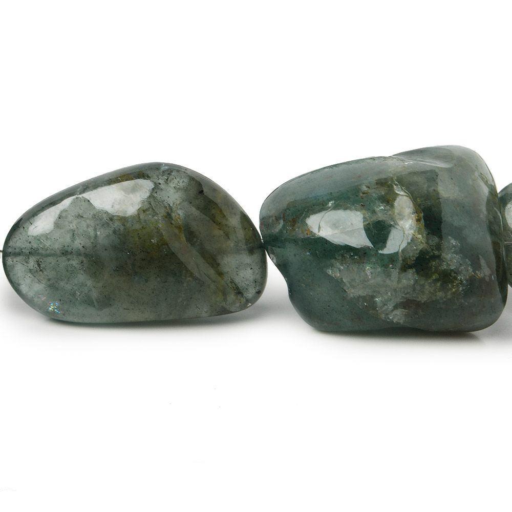 21x15.5-33x26mm Moss Aquamarine plain nugget Beads 18 inch 16 pieces