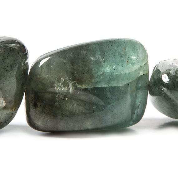 21x15.5-33x26mm Moss Aquamarine plain nugget Beads 18 inch 16 pieces