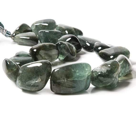 21x15.5-33x26mm Moss Aquamarine plain nugget Beads 18 inch 16 pieces