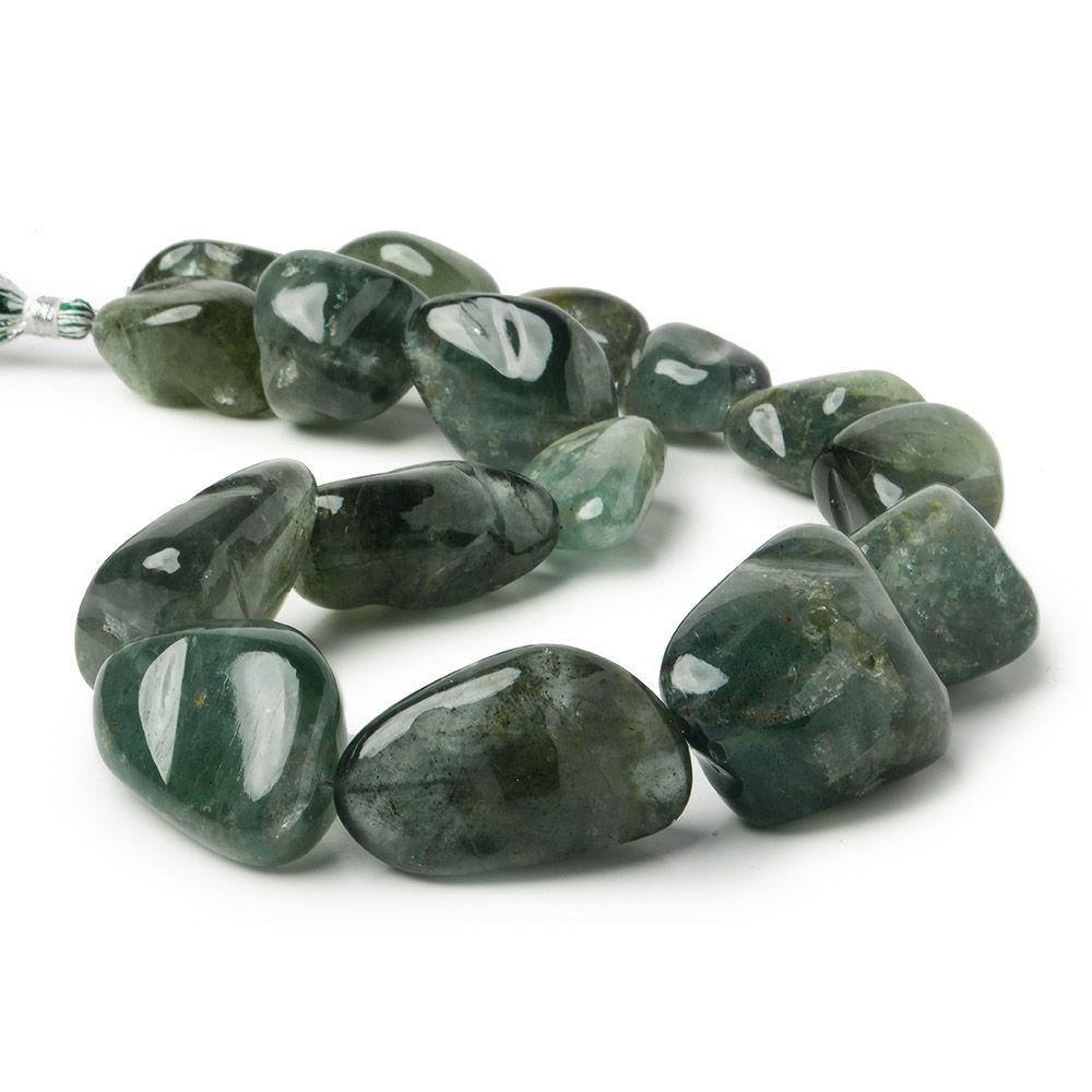 21x15.5-33x26mm Moss Aquamarine plain nugget Beads 18 inch 16 pieces