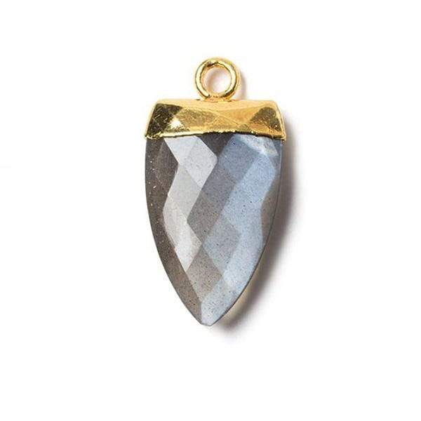 21x9mm Gold Leafed Grey Moonstone faceted Point Pendant 1 piece