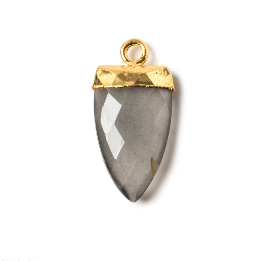 21x9mm Gold Leafed Platinum Grey Moonstone faceted Point Pendant 1 piece