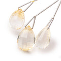 22-23mm Citrine Faceted Tear Drop Focal Beads Set of 3