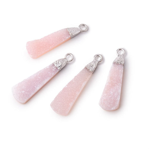 22-24mm Silver Leafed Pink Drusy Pear Pendant 1 focal piece