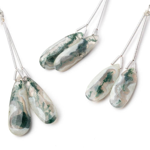 22-30mm Peacock Solar Quartz Faceted Pear Set of 2 Focal Beads