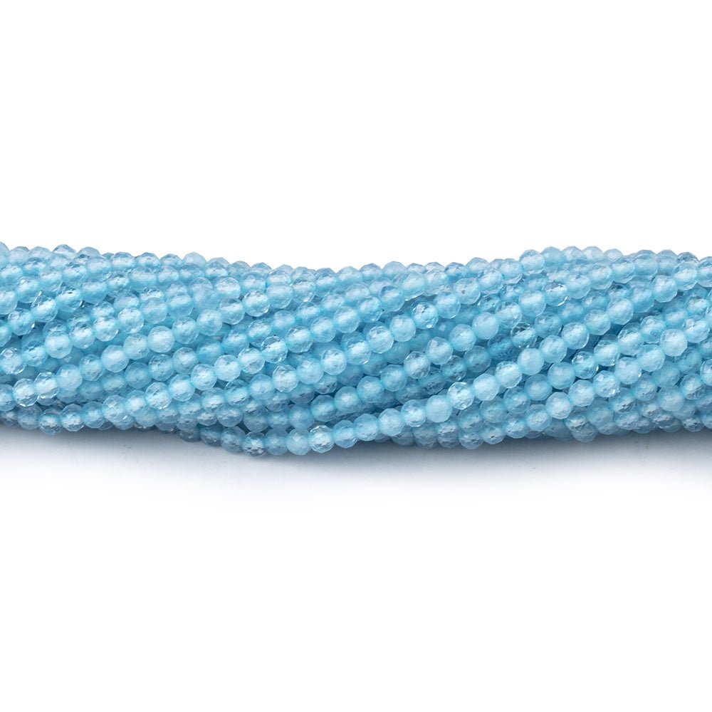 2.2mm Aquamarine Micro Faceted Round Beads 12.5 inch 156 pieces