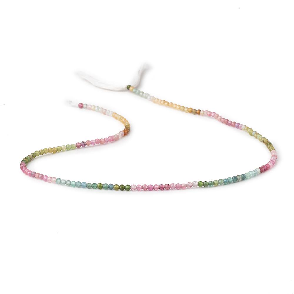 2.2mm Multi Color Tourmaline Micro Faceted Round Beads 12.5 inch 160 pieces