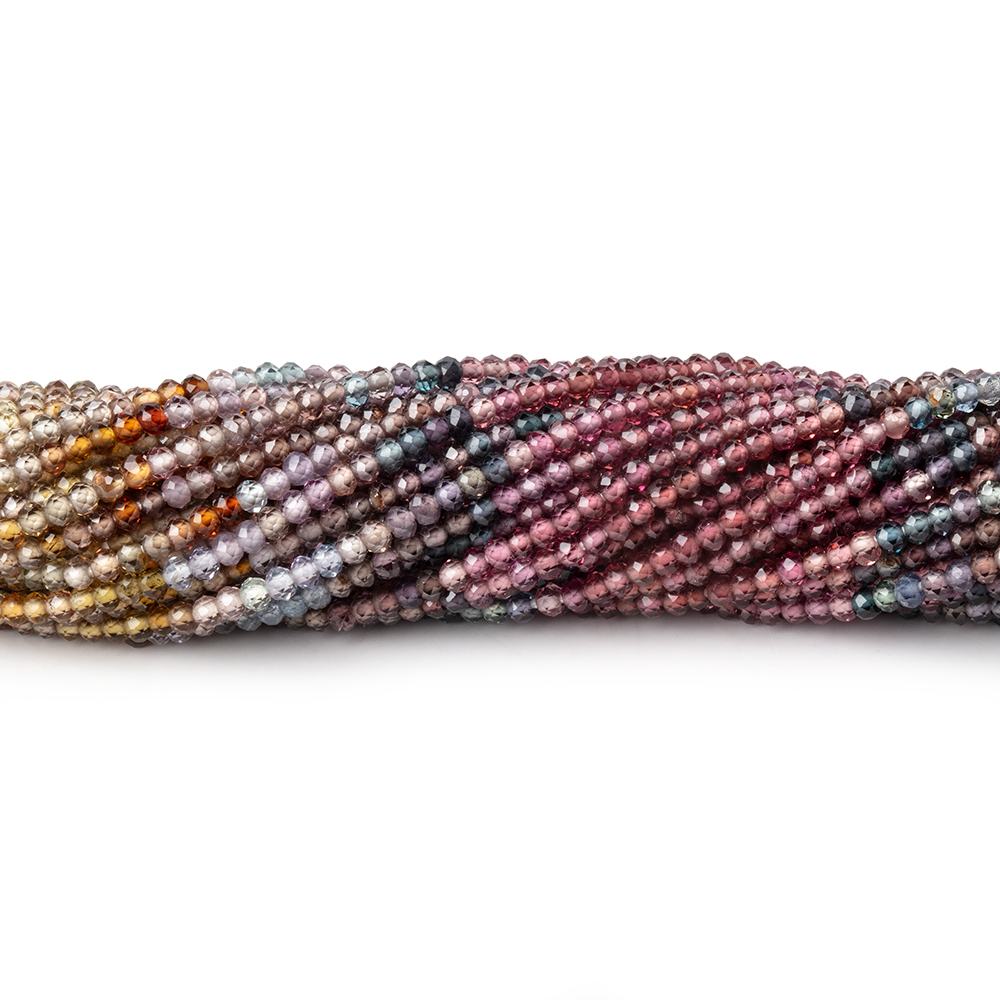 2.2mm Multi Color Sapphire Micro Faceted Rondelle Beads 12.75 inch 196 pieces AAA
