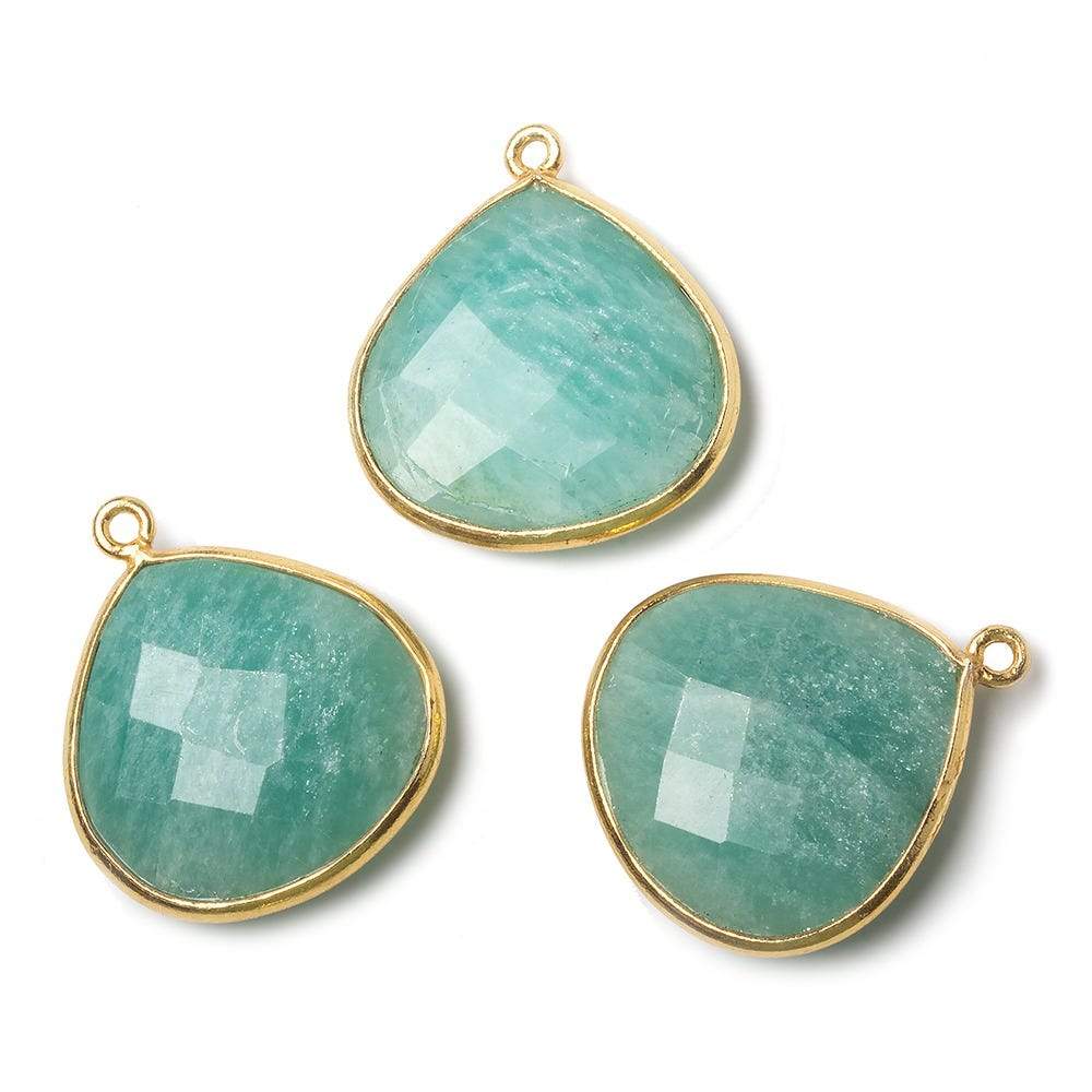 22mm Vermeil Amazonite faceted heart 1 ring Pendant 1 piece