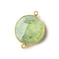 22mm Vermeil Bezeled Prehnite Coin Focal Bead Connector 1 piece