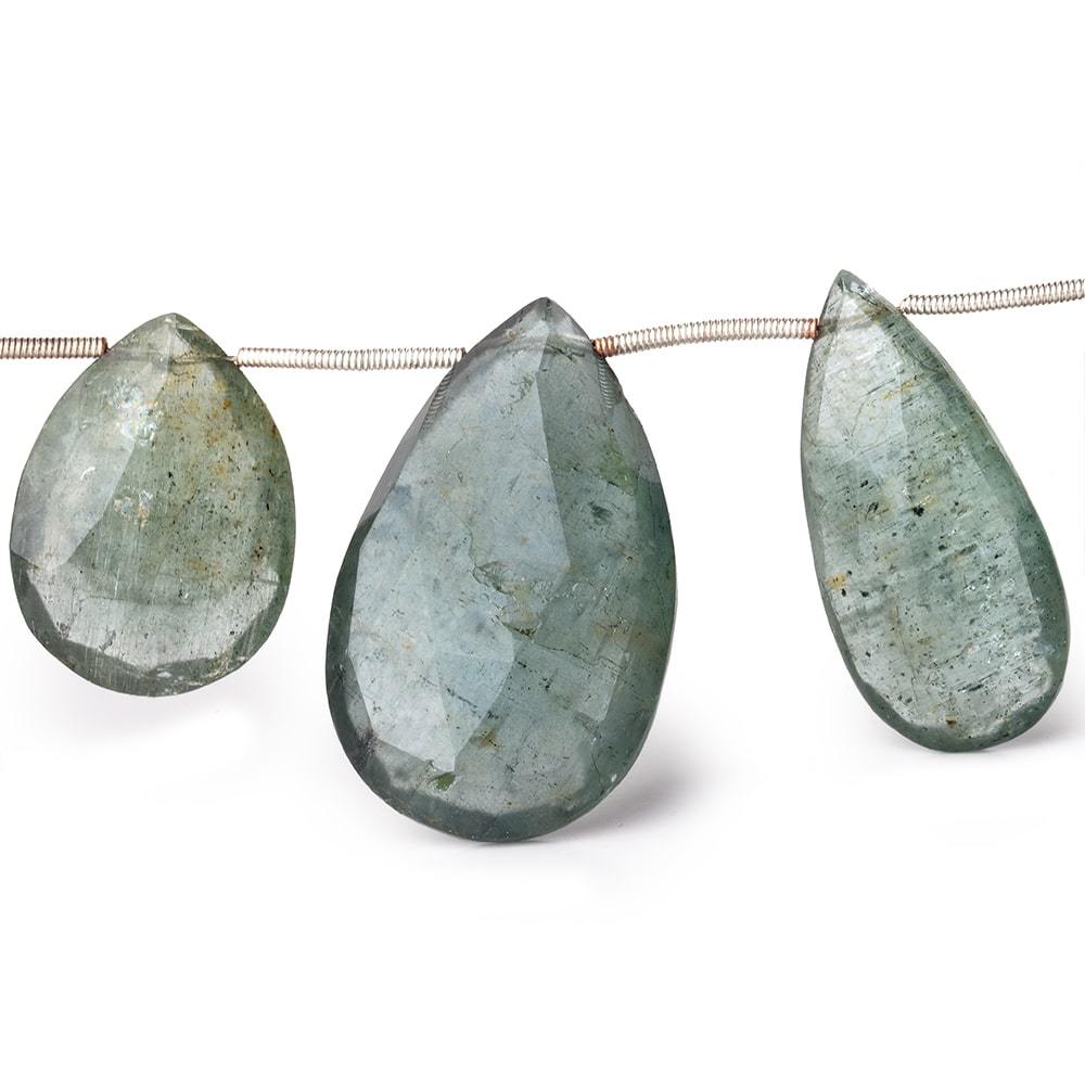 22x14-34x21mm Moss Aquamarine Faceted Pear Beads 8 inch 11 pieces