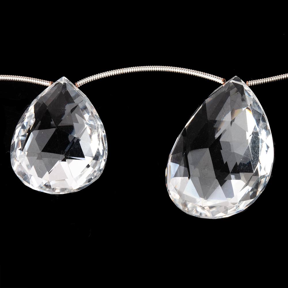 22x15-32x23mm Crystal Quartz Faceted Pear Beads 6 inch 5 pieces