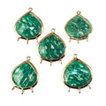22x17mm Vermeil Bezeled Amazonite faceted heart 3 ring Pendant 1 piece
