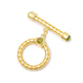 23mm Vermeil Peridot Cabochon Filigree Toggle 1 piece