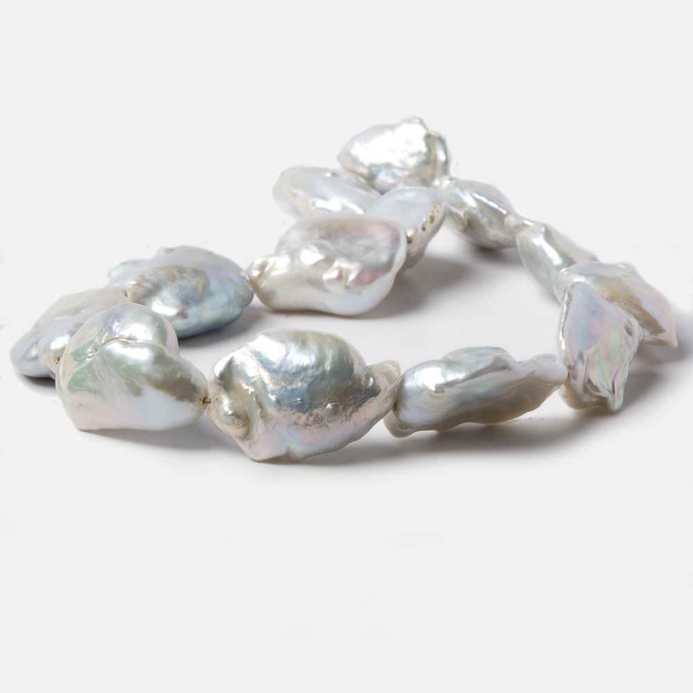 23x12x30-23x10x34mm White Rose' Souffle Freshwater Pearls 16 inch 13 pieces