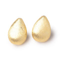 23x16mm 22kt Gold Plated Copper Brushed Puffy Pear Set of 2 Beads