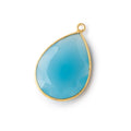23x17mm Vermeil Bezel Santorini Blue Chalcedony Faceted Pear 1 Pendant