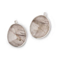 23x19mm .925 Silver Bezel Rutilated Quartz Faceted Freeform Set of 2 Pendants