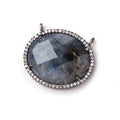 23x20mm Black Gold CZ Bezel Sapphire Oval Connector 1 Focal Bead