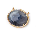 23x20mm Vermeil CZ Bezel Sapphire Oval Connector 1 Focal Bead