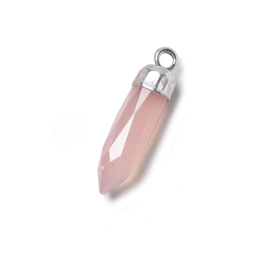 23x6mm Silver Leafed Rose Chalcedony Spike Pendants 1 piece
