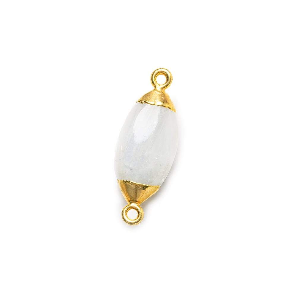 23x9mm Gold Leafed Rainbow Moonstone Oval Connector 1 piece