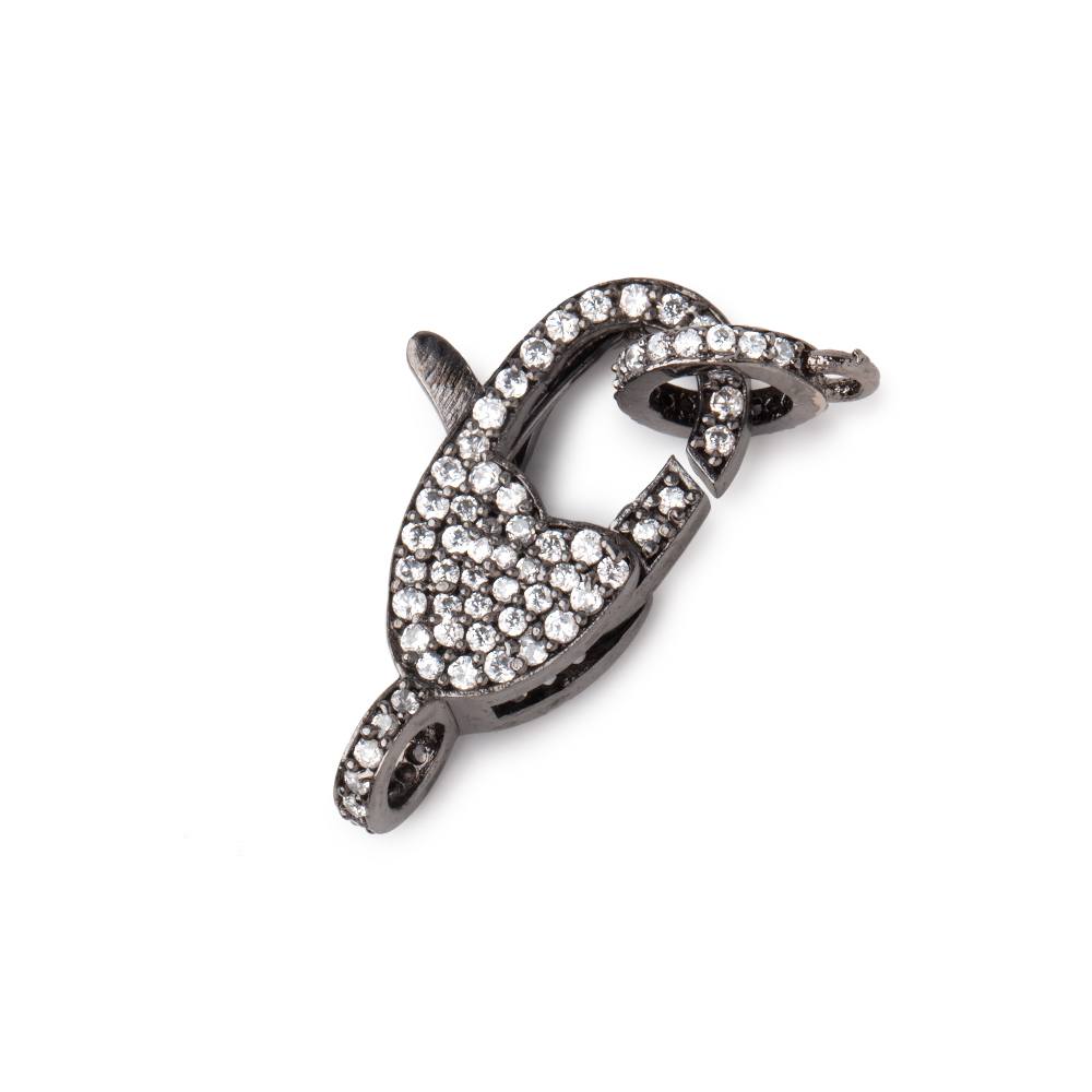 24x9mm Black Gold over .925 Pave CZ Oval Lobster Clasp with CZ Ring 1 piece