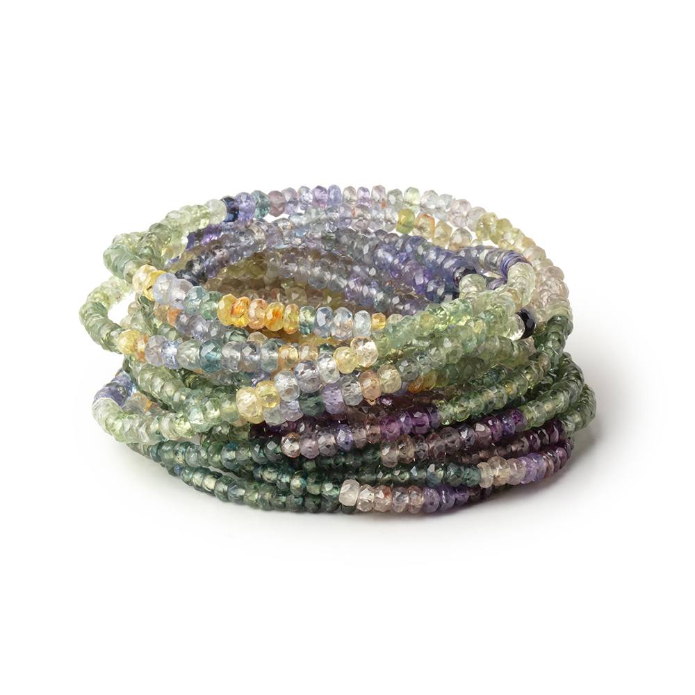 2.5-3.5mm Multi Color Sapphire Faceted Rondelles 16 inch 209 Beads