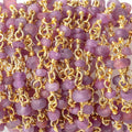 2.5-3mm Matte Burmese Ruby Plain Rondelles on Vermeil Chain