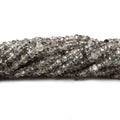 2.5mm Black Tourmalinated Quartz Hand faceted rondelles 14 inch 255 pieces