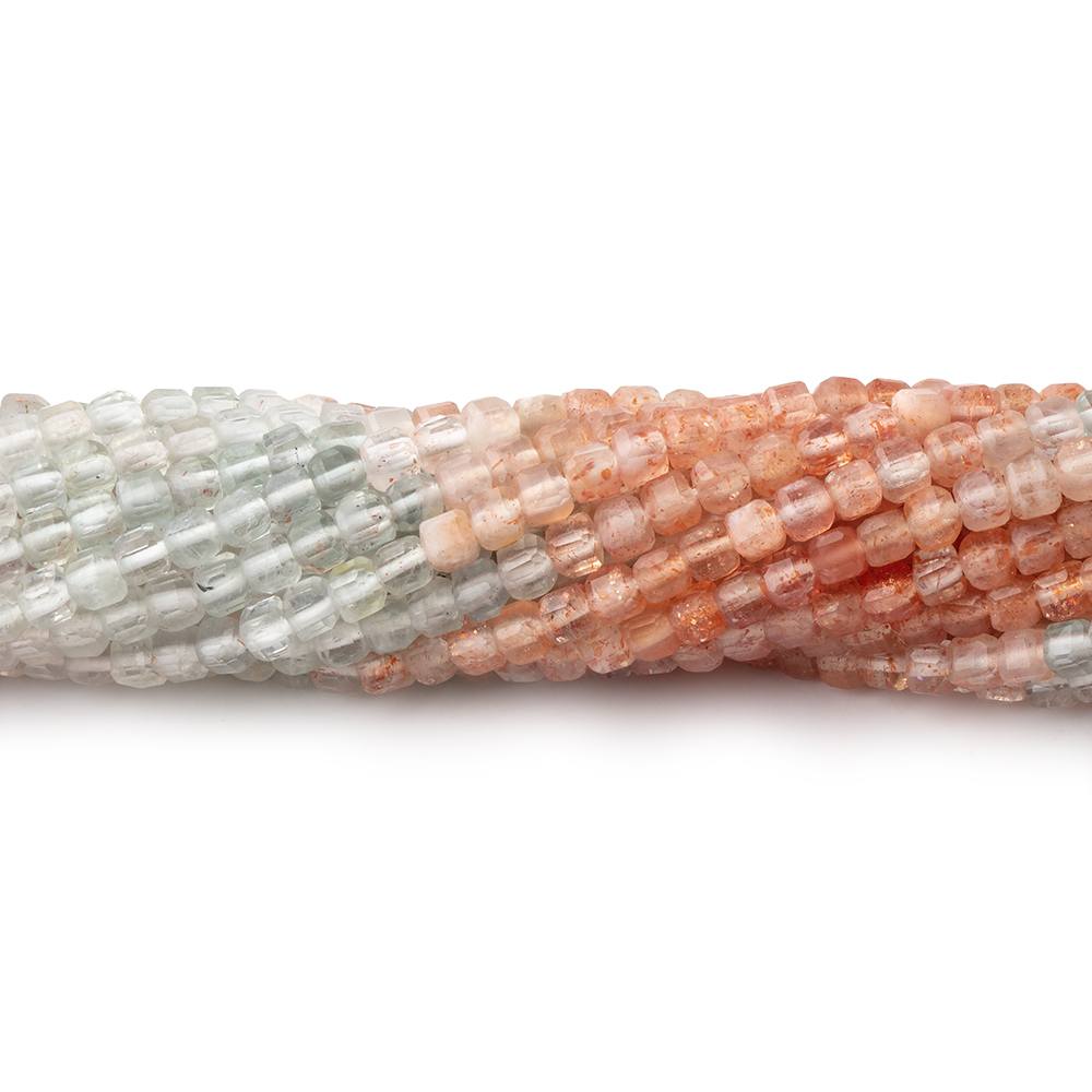 2.5mm Madagascar Sunstone Micro Faceted Cube Beads 12.5 inch 126 pieces