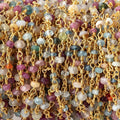 2.5mm Multi Gemstone Faceted Rondelles on Vermeil Chain