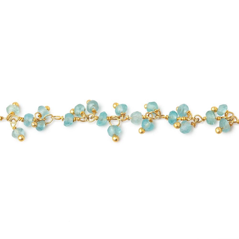 2.5mm Pool Blue Apatite Faceted Rondelles on Gold Plated Dangling Chain