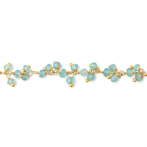 2.5mm Pool Blue Apatite Faceted Rondelles on Gold Plated Dangling Chain
