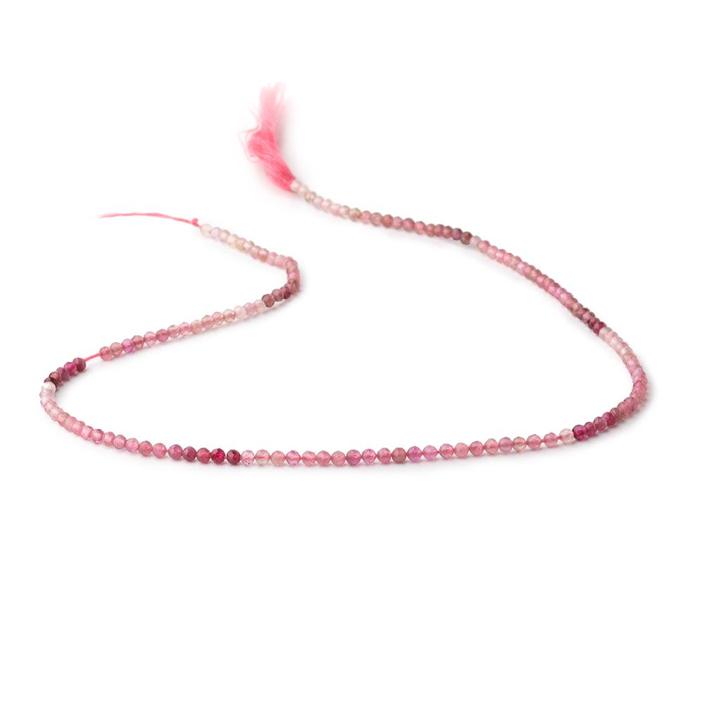 2.5mm Shaded Pink Tourmaline Micro Faceted Round Beads 13 inch 139 pieces AAA