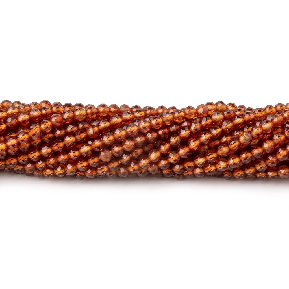 2.5mm Spessartite Garnet Micro Faceted Round Beads 12.5 inch 142 pieces AA