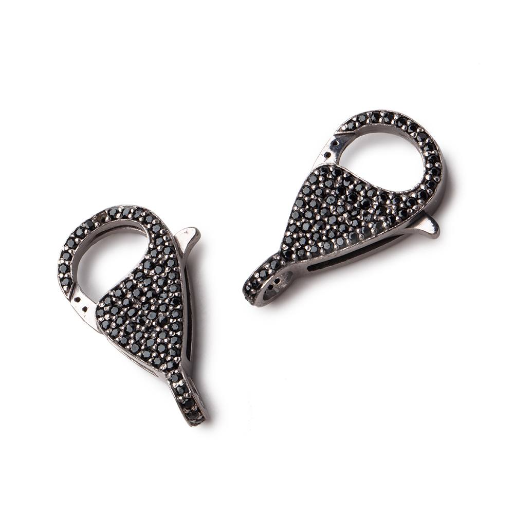 25x13mm Black Gold .925 Silver Pave Black CZ Lobster Clasp 1 piece