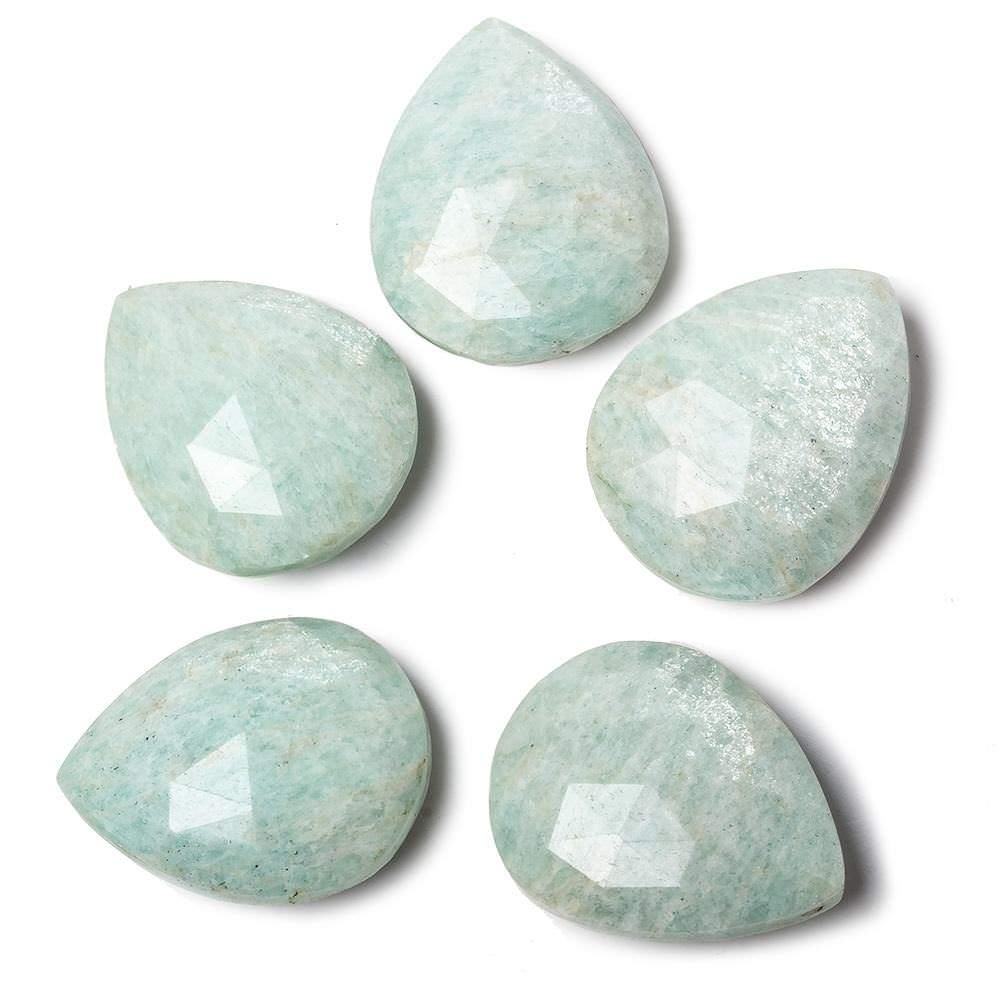 25x20mm Pale Amazonite Faceted Pear Focal Pendant Bead 1 piece