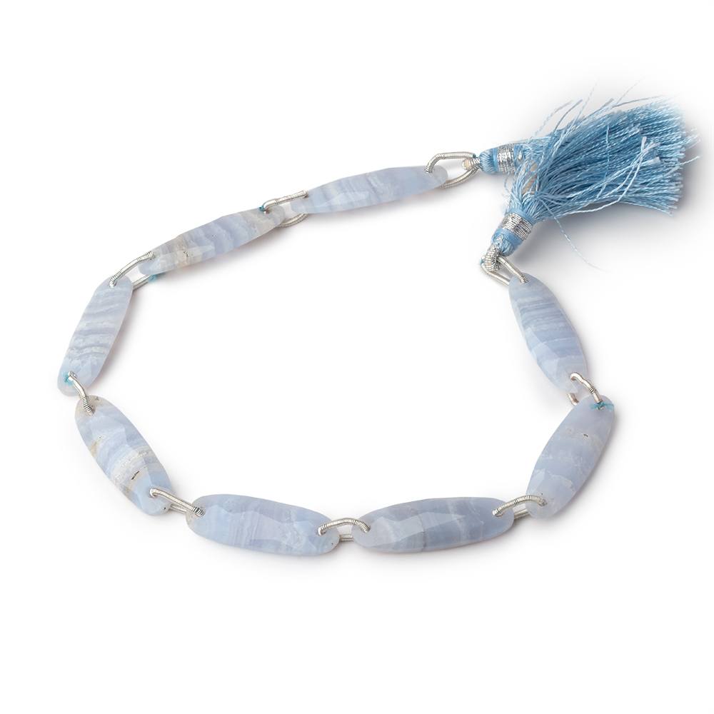 25x8mm Blue Lace Agate Double Drilled Rectangles 8 inch 8 Beads