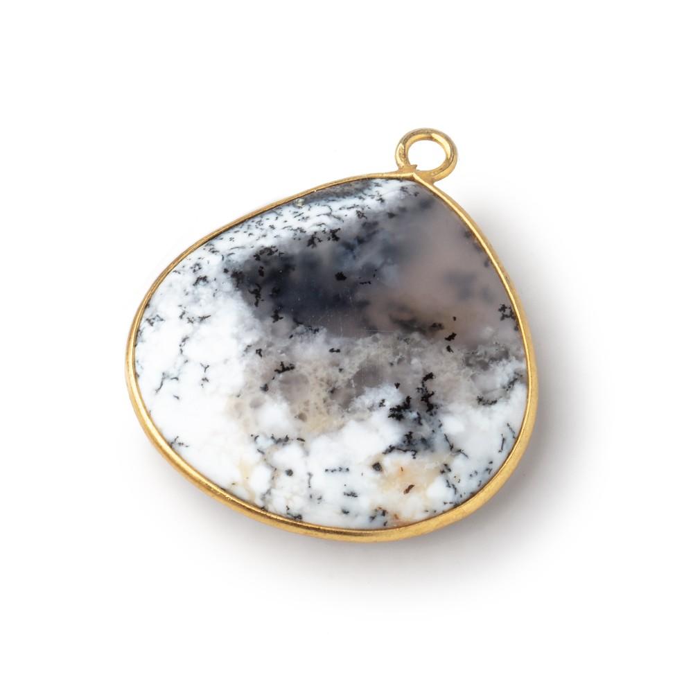 26mm Vermeil Bezel Dendritic Opal Plain Heart Pendant 1 piece