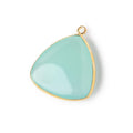 26mm Vermeil Bezel Seafoam Chalcedony Plain Triangle Pendant 1 piece