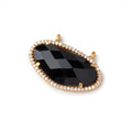 26x15mm Vermeil CZ Bezel Black Chalcedony Modified Oval Connector 1 Focal Bead