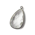 26x16mm Black Gold .925 Bezeled Crystal Quartz faceted Pear Focal Pendant