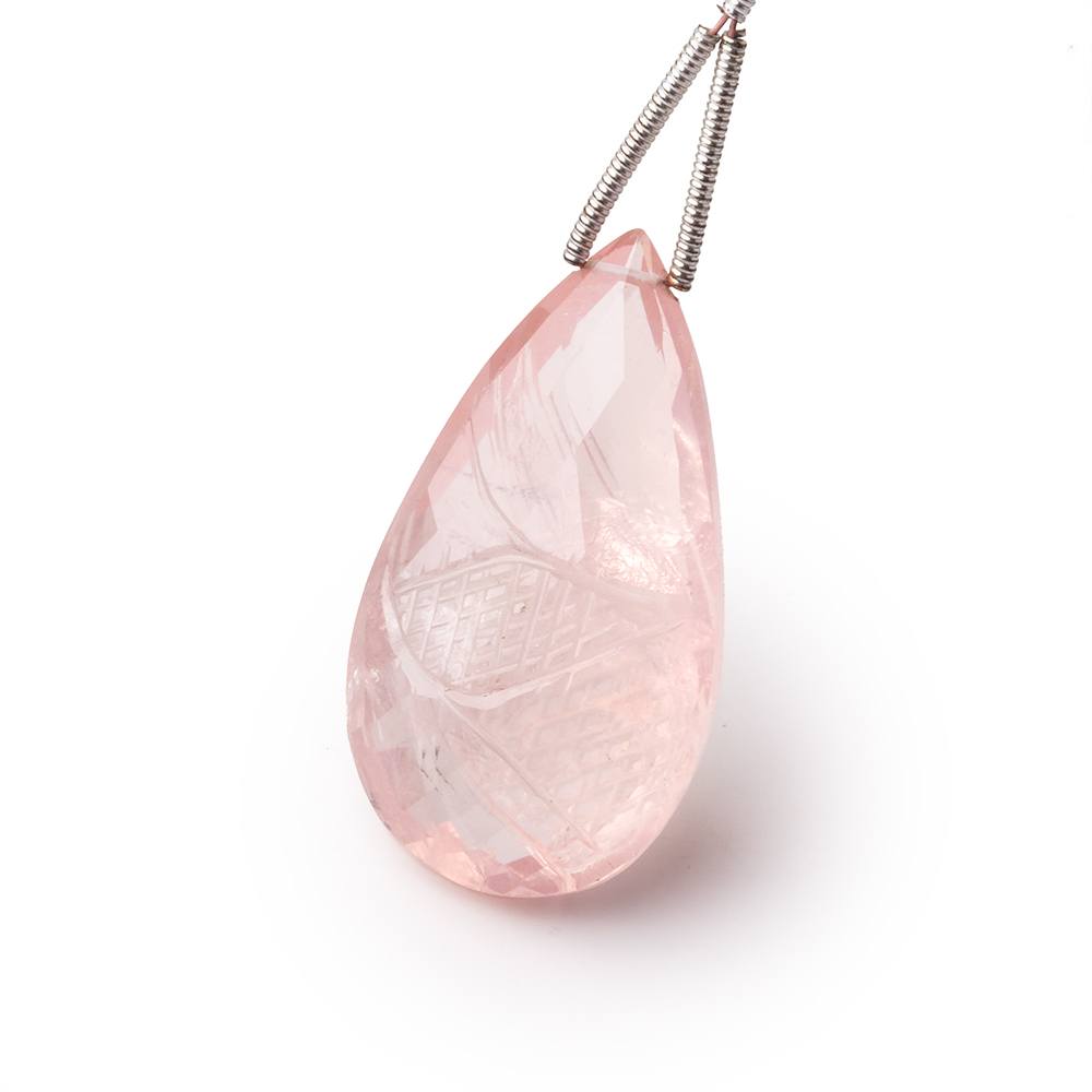 26x19-29x17mm Rose Quartz Carved Pear Focal 1 Bead