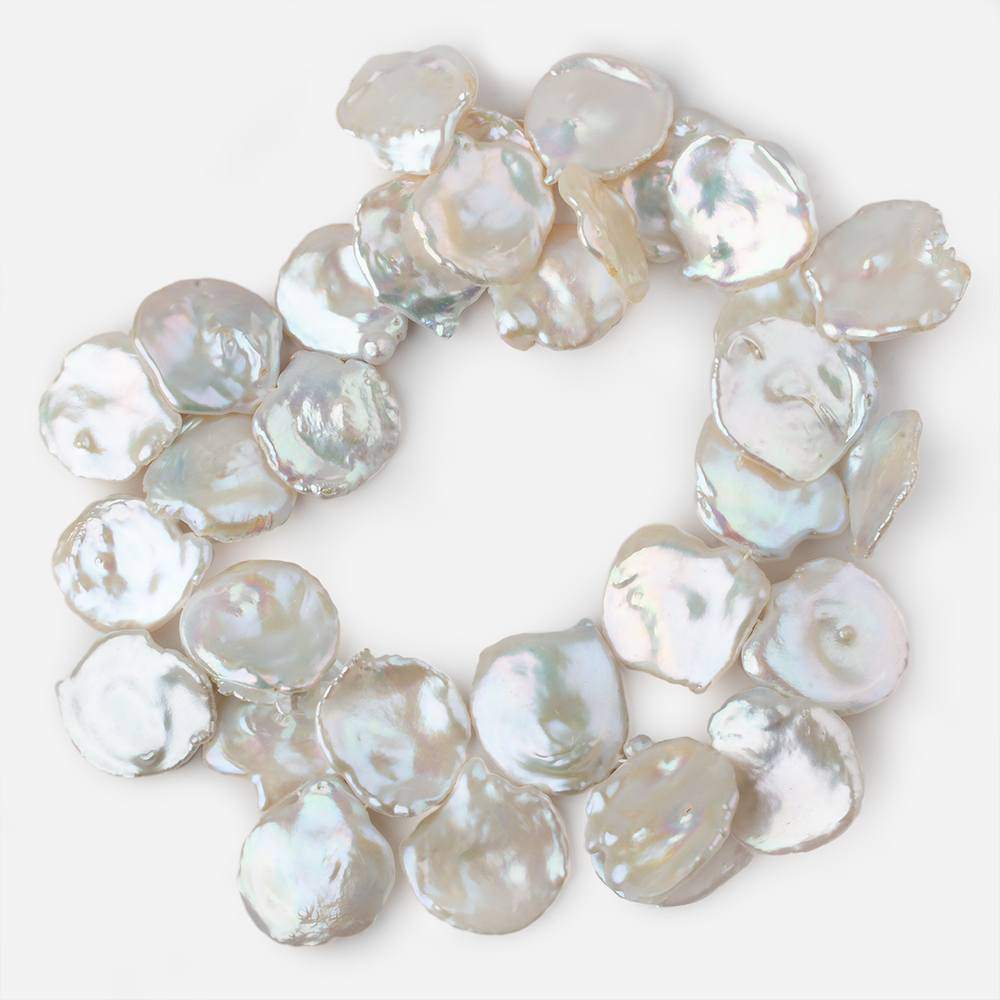26x21-34x30mm Cream Top Drilled Ultra Keshi Freshwater Pearls 16 inch 32 pieces AAA